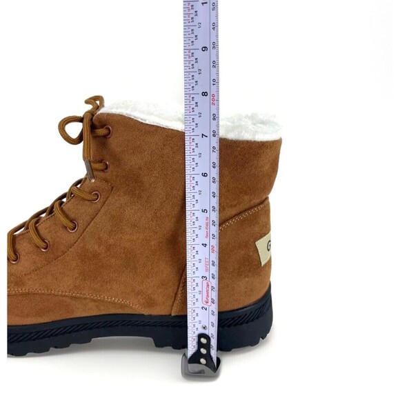 Chestnut Brown Snow Boots Mens SZ 11 Faux Suede Fleese Lined Lace Up Hiking - Picture 11 of 15